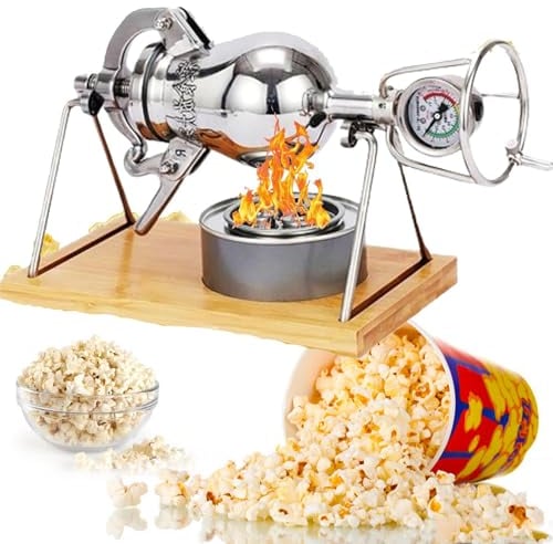 YANGYMM Hochdruck-Popcorn-Maschine, Mini-Vintage-Popcornmaschine, Traditionelle Chinesische Popcornmaschine Im Altmodischen Stil, Mini-Handkanone Aus Edelstahl,328ml