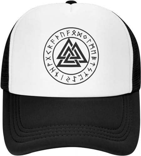 BDJYHACP Baseballkappe Snapback Sonnenhut Punk Norse Viking Baseball Cap Damen Herren verstellbar Scandinavn Valknut Odin Trucker Hat Sport Snapback Hüte Sommer Männer Frauen