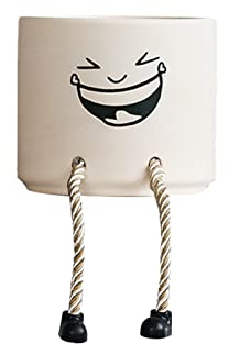 LAMDNL Petite fleur en céramique avec pieds - Vase humoristique pour intérieur et extérieur - Décoration de jardin - Pots de fleurs amusants pour intérieur et extérieur