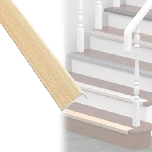 SKINCATE Metall Treppenkantenprofil Winkelprofil 90cm, Holzmaserung, Antirutsch-Profil, Stufenkantenprofil, Fensterb Trim/Trittstufen Kantenschutz, Innen/Außentreppen Profil(Color:D,Size:3pcs)