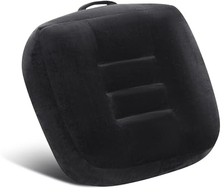 Extra Large Seat Cushion, Thick Chair Cushion Booster for Office Chair, to Rise Height, Velvet Cover with Handle and Anti-Slip Bottom, PP Cotton Filling, Coccyx Pain Relief (Black, X Large)