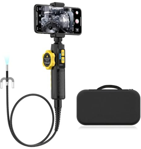 VKALTUL Endoskopkamera mit Licht, 210° 2-Wege-Gelenk-Inspektionskamera mit Temperaturschutz, 6 LED-Leuchten, IP67 Wasserdicht, 1M Flexible Kabel für Android I-OS Smartphone Pads
