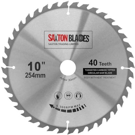 Saxton TCT25440T - Lama per sega circolare TCT per legno, 254 mm x 30 mm, foro x 40 denti, per Bosch, Makita, DeWalt
