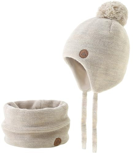 Monimo Wintermütze Kinder Warm Earflap Mädchen & Jungen Wintermütze Beanie Mix-beige 55CM ST