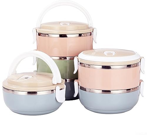 POLGDW Lonchera de acero inoxidable, lonchera de acero inoxidable, juego de recipientes de alimentos de acero inoxidable, lonchera a prueba de fugas, opciones de compartimento de 1/2/3/4 (1 capa)