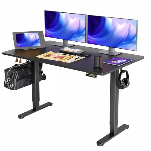 Claiks Bureau Électrique Réglable en Hauteur (FSC®) - Bureau Assis-Debout avec Mémoire, Gestion De Câbles, Moteur Silencieux, Design Ergonomique, Idéal pour Télétravail (Noir, 140 x 70 cm)