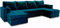 Masseno Ecksofa NAKO mit Schlaffunktion U-Form, Sofa mit Bettkasten, Wohnzimmersofa, Couch, Soffa, Bettsofa, Couchgarnitur- Blau, Kronos 09