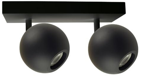 ENOVALITE Deckenleuchte GLOBE, 2-flammig, GU10 Fassung, aus Metall, Ø10cm, matt schwarz - Deckenlampe Kugel Spot Strahler Wohnzimmer Flur Küche
