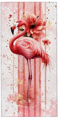 Strandtuch Blume Mikrofaser Handtuch Strandtuch XXL 90x200cm Flamingo Saunahandtuch Saugfähig Schnelltrocknend Badehandtuch Groß Sandfrei Strandhandtuch, Leichtes Reisehandtuch für Urlaub Reise W-6