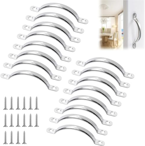 16 Pièces Poignées De Placard, Poignee De Meuble avec des vis, Poignée Meuble Cuisine, Poignées en Acier Inoxydable pour Planches à DéCouper, Cuisine, Armoire, Tiroir, Salle de Bain, Chambre(Argent)