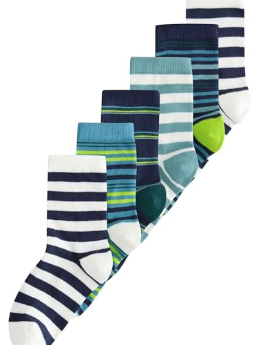 NEXT Jungen Socken, 7er Pack Navy/Green Stripes 41-44