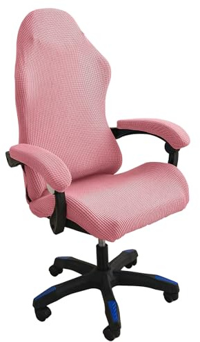 4 PCs Gaming Chair Cover for Girl Pink Computer Desk Chair Slipcover | High Stretch Non Slip Office Chair Covers with Armrest and Back Cover Home Office