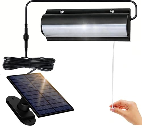 HEEYoo Lampada Solare per Interni ed Esterni, Lampada Solare a Sospensione Semplice Interruttore a Catenella, Lampadario Solare Impermeabile IP65, Adatta per Soggiorno, Gazebo, Garage