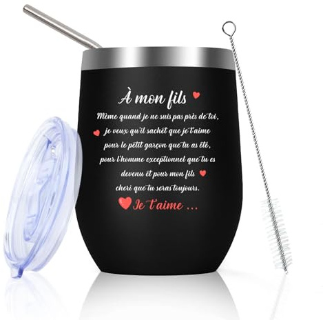 Huaceary Cadeaux Pour Mon Fils Mug Isotherme Cadeau Ado Garçon Anniversaire Cadeau Fils Adulte De Maman Papa Amour Cadeaux Communion Garcon Rentrée Maternelle Noel Saint Valentin Isotherme Pour Cafe