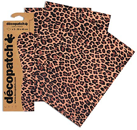 Decopatch Papier No. 207 (braun Leopard, 395 x 298 mm) 3er Pack