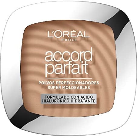 L'Oréal Paris — Perfektionierendes Fondantpuder — angereichert mit Mineralpigmenten und Hyaluronsäure — für alle Hauttypen — passt perfekt zusammen — Goldton (5,D/5,W) — 9 g