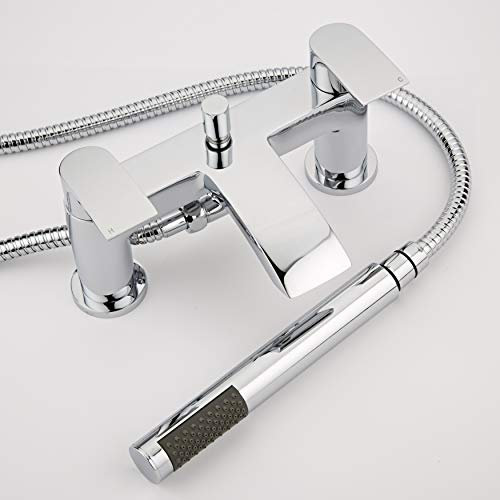 Milano Razor Modern Bath Shower Mixer Tap Hand Shower Handset Kit - Chrome