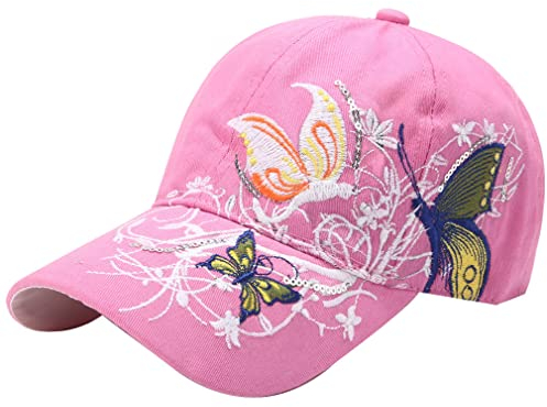 Belsen Mädchen Schmetterlings-Stickerei- Vintage Baseball Cap Snapback Trucker Hat (rosa)