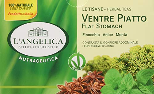 L'Angelica, 1 Astuccio da 18 filtri di Tisane Ventre Piatto Active, Infuso Funzionale con Finocchio Anice e Menta, contro il Gonfiore Addominale