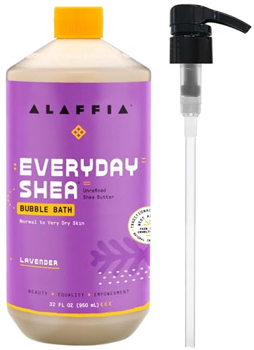 Alaffia Everyday Shea Bubble Bath, Lavender, Pump, 32 Oz