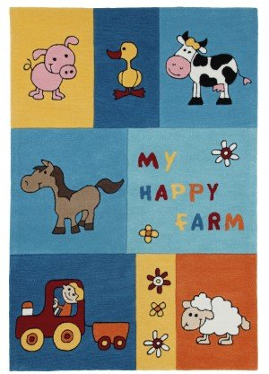 Wissenbach Kinderteppich Teppich Lifestyle Kids Happy Farm 3089 - blau, Größenauswahl:100 x 160 cm