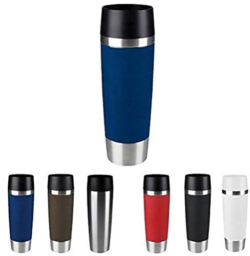Emsa 513357 Travel Mug Classic | 360 ml | Thermobecher | Isolierbecher | hält 4h heiß/8h kalt | auslaufsicher | Quick-Press-Verschluss | 360°-Trinköffnung | blau | 1 Stück (1er Pack)