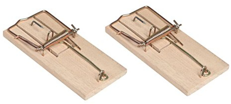 Xclou Mausefalle im 2er-Pack - mit Holzwippe für Innen- und Außenbereich Nagetierbekämpfung, Braun, 10 x 13 x 5 cm