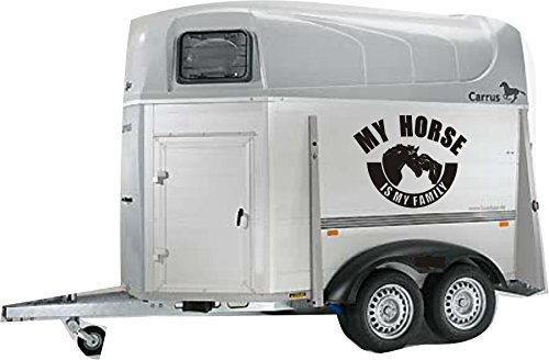 blattwerk-design KFZ-Aufkleber, My Horse is My Family, Aufkleber für Pferdeanhänger, Größe ca. 590 mm x 450 mm, Pferd, Reitsport (M010 Weiß)