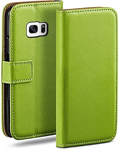 moex Book Case für Samsung Galaxy S7 Handyhülle mit Kartenfach, Hülle klappbar 360 Grad Schutzhülle, Klapphülle Flip Case Cover, PU Leder Handytasche Lederhülle, Grün