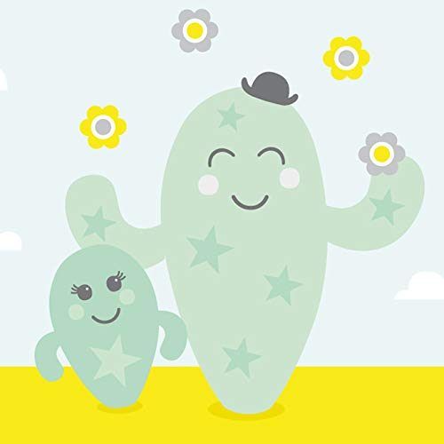 anna wand Bordüre selbstklebend FAMILY CACTUS - Wandbordüre Kinderzimmer/Babyzimmer mit Kaktus & Kakteen - Wandtattoo Schlafzimmer Mädchen & Junge, Wanddeko Baby/Kinder