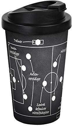 infinite by GEDA LABELS (INFKH) 12150 Fußball Spielererklärung Coffee to go Becher, Thermosbecher, Mehrwegbecher, PP, Schwarz