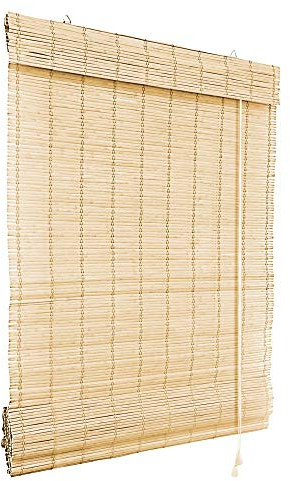 Victoria M. Klemmfix Bambus Raffrollo Sonnenschutz Sichtschutz Rollo Seitenzugrollo ohne Bohren, für Fenster und Türen, 70 x 220 cm, Natur