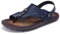 OHCHSH Herren-Sandalen zum Reinschlüpfen, Flip-Flops für Herren, Leder, Zehenring-Stil, Strand, Blau (blau), 44 EU