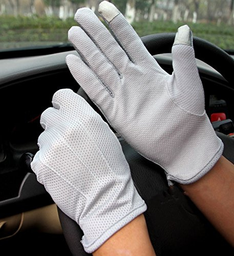 Gants de Conduite Hommes Tactile Antidérapant Gant Mitaine UV en Coton Gants à Doigts Complets Courte Eté Respirant Golves Sport Protection Solaire pour VTT Vélo Moto Auto Voiture Cyclisme