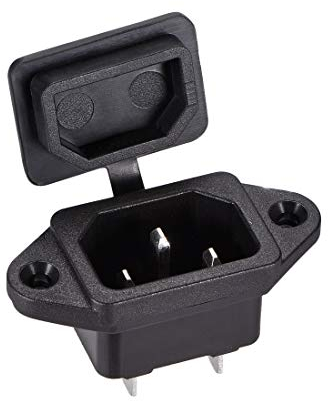 sourcing map C14 Panel Mount Plug Adapter AC 250V 10A 3 Pins IEC Inlet Module Plug Power Connector Socket with Cover