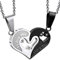 2 Stück Edelstahl Halskette für Liebespaar, Anhänger für Paare, Herz, Halskette, Anhänger, Damen, Herren, Silber, Schwarz, Liebe, Anhänger, Herz, geteilt, Freundschaft, Puzzle, Kette, 50 cm & 55 cm