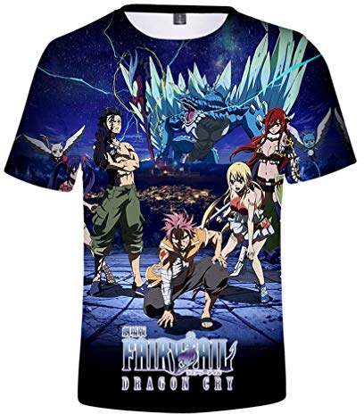 WANHONGYUE Anime Fairy Tail 3D Druck T-Shirt Unisex Cosplay Kurzarm Pullover Tee Tops 1 M