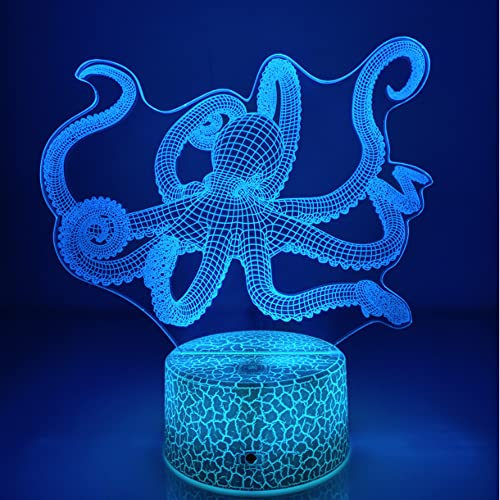 HPBN8 Ltd Optical Illusions 3D Krake Nacht Licht LED Lampen Tolle 7 Farbwechsel Berühren Tabelle Schreibtisch USB-Kabel für Kinder Schlafzimmer Geburtstagsgeschenke Geschenk
