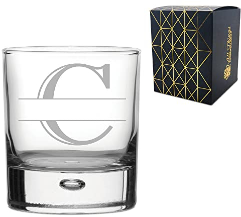 Personalised Engraved Novelty Initial and Name Whiskey Glass, Letter C, Personalise with Any Name, Gift Boxed, Perfect for Any Occasion