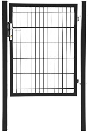 Gartentür Grün Anthrazit Gartentor Zauntür Metall Hoftür Gartenpforte Gartenzaun, Farbe:Anthrazit, Höhe:1 x 1.2 m