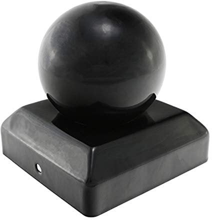 Metal Fence Post CAPS | Oxide Red/Galvanised Silver/Black | All Sizes 50mm 75mm 100mm Ball or Pyramid Available - Decorative (100x100mm Ball, Epoxy Black)