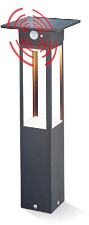 esotec Solar PIR Standleuchte für außen TARANO 44 | Bewegungsmelder LED-Solarleuchte Solar Außenleuchte Gartenbeleuchtung Gartendeko | METALL Akku IP44 wetterfest schwarz H=45cm 102743