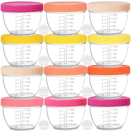 Youngever Lot de 18 Pot de Conservation Bebe 180ML, Petit Pot Bébé, Repas de Bébé Boîtes de Conservation (Pink)