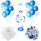 32 Stück Servietten Fisch Blau Türkis +60 Stücke Holz Fische Deko+18 Luftballons, Taufdeko Junge, Servietten für Junge Konfirmation Kommunion Taufe Tischdeko, Servietten Taufdeko Tisch Deko (Blau)
