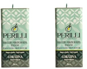 PROMO 2 LATTINE Olio Novello 2025-2026 Extravergine di Oliva 100% Italiano | PERILLI Famiglia Olearia | Cultivar Coratina | Filiera Corta Eccellenza Italiana Olio Evo Estratto a Freddo.