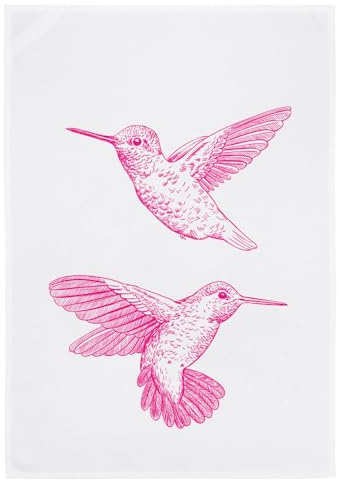 Geschirrtuch weiss, KOLIBRI, neon pink