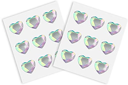 PHINGEER Rhinestone Sticker, 2 Sheets Self-Adhesive Acrylic Crystal Gems Stickers, Heart Type Laser Diamante Gems for Nail Art Phone Decorations DIY Crafts Makeup Festival, 18 Pcs