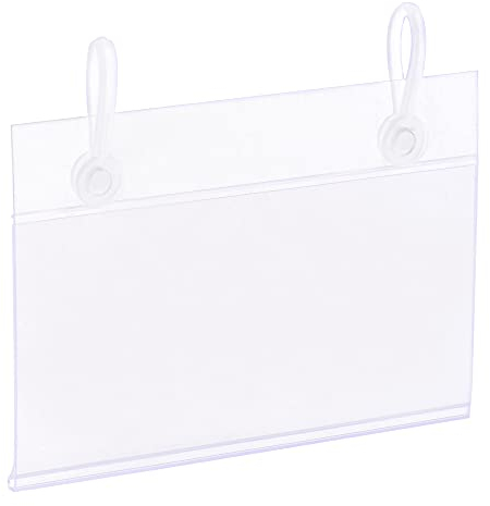 sourcing map Label Holder with Hanging Buckle 80x55mm Clear Plastic for Wire Shelf, Pack of 50