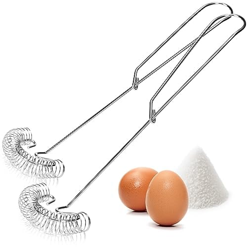 COM-FOUR® 2x fouet spirale inox 304 - fouet spirale lavable au lave-vaisselle - fouet mousse - fouet plat - fouet - fouet sauce - fouet à main (2 pièces - fouet en spirale)