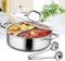Hot Pot Topf Dualer Hot Pot Shabu Pot Edelstahl mit Trennwand Separate Heißer Topf mit Teiler für Zuhause Restaurant 28cm